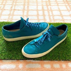 COMMON PROJECTS BLUE LEATHER PERFORATED SNEAKER 12